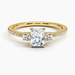 Lyra Three Stone Diamond Ring (1/4 ct. tw.) Yellow Gold 18k Radiant Engagement Ring
