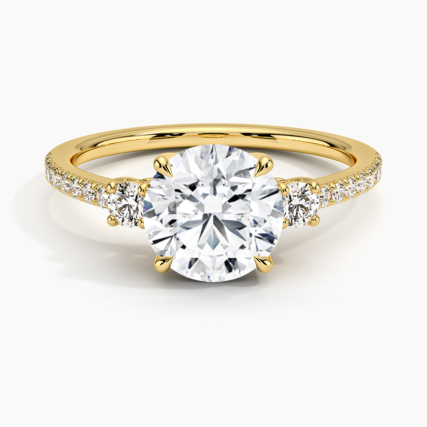 Lyra Three Stone Diamond Ring (1/4 ct. tw.) Yellow Gold 18k Round Engagement Ring