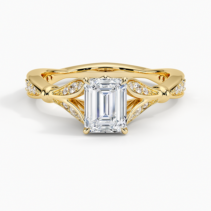 Zinnia Diamond Ring (1/3 ct. tw.) Yellow Gold 18k Emerald Engagement Ring