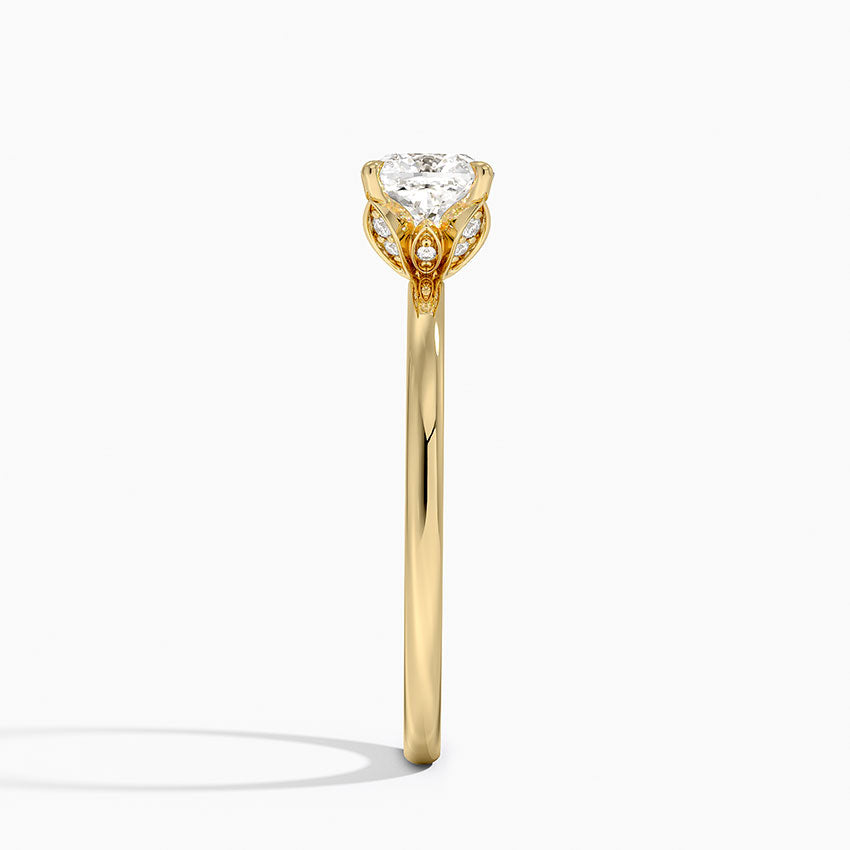 Petal 1.5mm Diamond Ring Yellow Gold 18k Cushion Engagement Ring