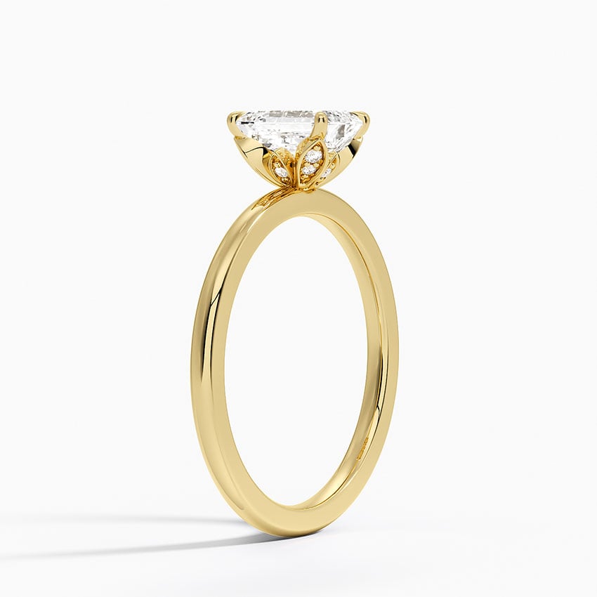 Petal 1.5mm Diamond Ring Yellow Gold 18k Emerald Engagement Ring