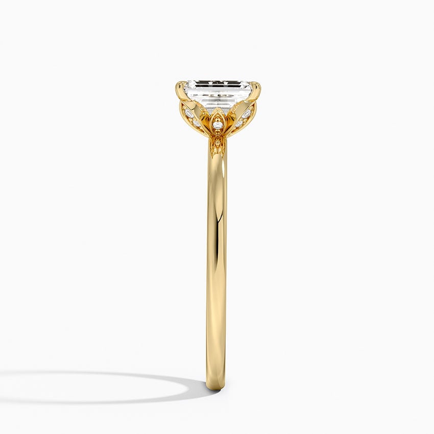 Petal 1.5mm Diamond Ring Yellow Gold 18k Emerald Engagement Ring