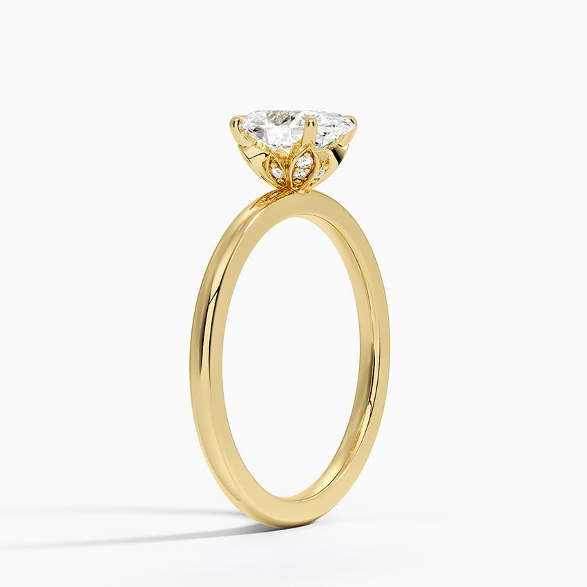 Petal 1.5mm Diamond Ring Yellow Gold 18k Oval Engagement Ring