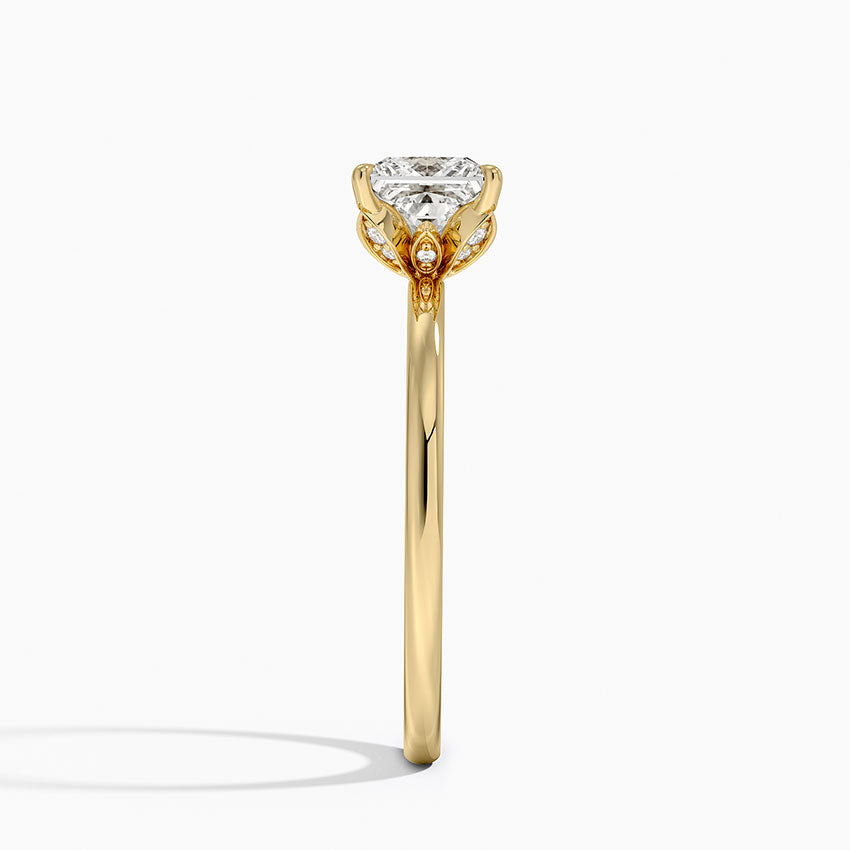 Petal 1.5mm Diamond Ring Yellow Gold 18k Princess Engagement Ring