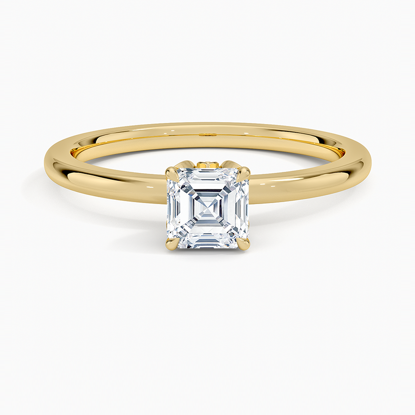 Petal 1.5mm Diamond Ring Yellow Gold 18k Asscher Engagement Ring
