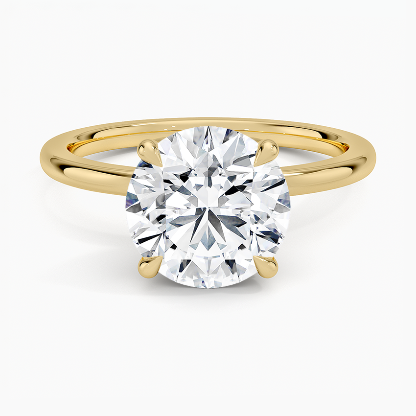 Petal 1.5mm Diamond Ring Yellow Gold 18k Round Engagement Ring