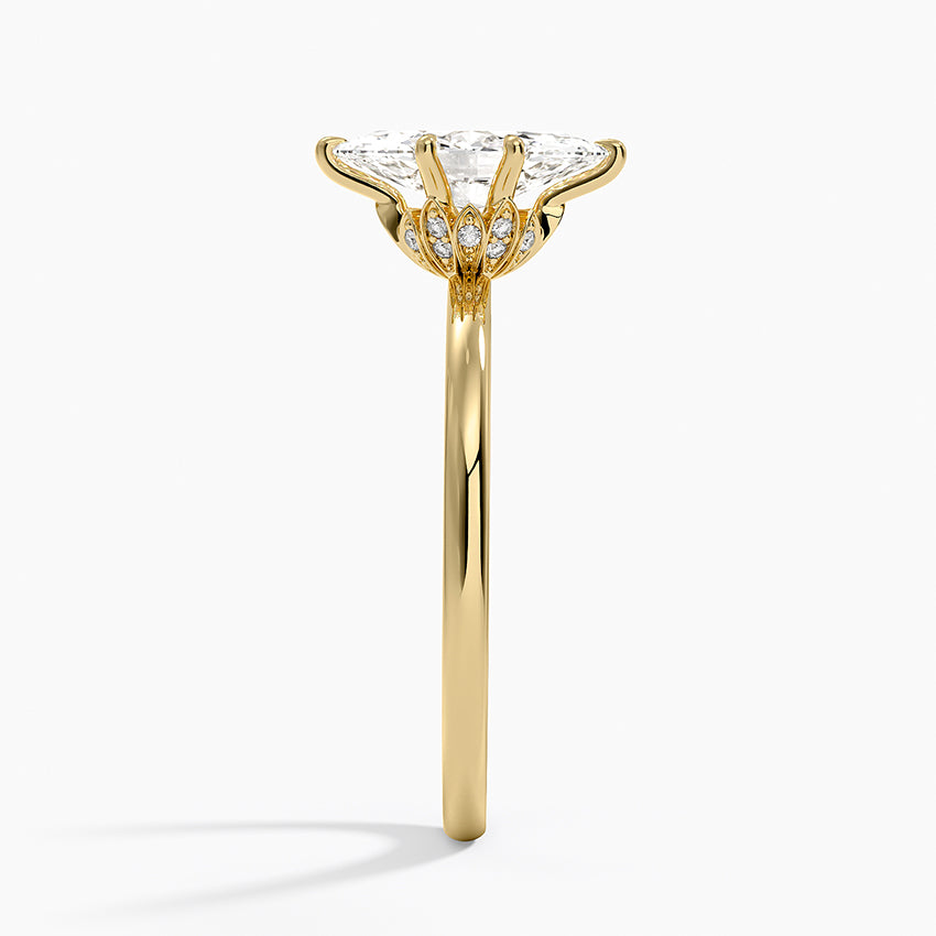 Petal Six Prong Diamond Ring Yellow Gold 18k Marquise Engagement Ring