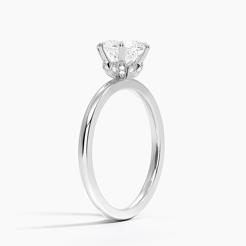 Petal Six Prong Diamond Ring Platinum Oval Engagement Ring