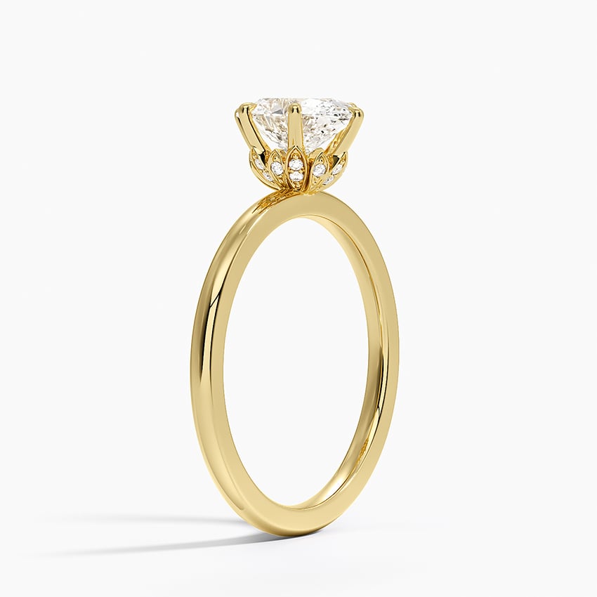 Petal Six Prong Diamond Ring Yellow Gold 18k Oval Engagement Ring
