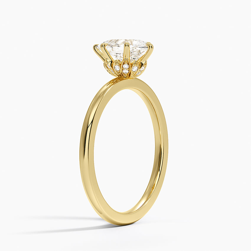 Petal Six Prong Diamond Ring Yellow Gold 18k Pear Engagement Ring