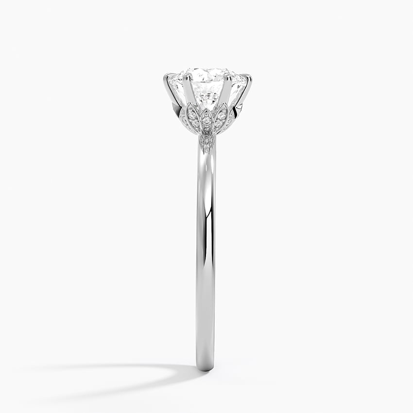 Petal Six Prong Diamond Ring Platinum Round Engagement Ring
