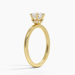 Petal Six Prong Diamond Ring Yellow Gold 18k Round Engagement Ring