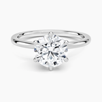 Petal Six Prong Diamond Ring Platinum Round Engagement Ring