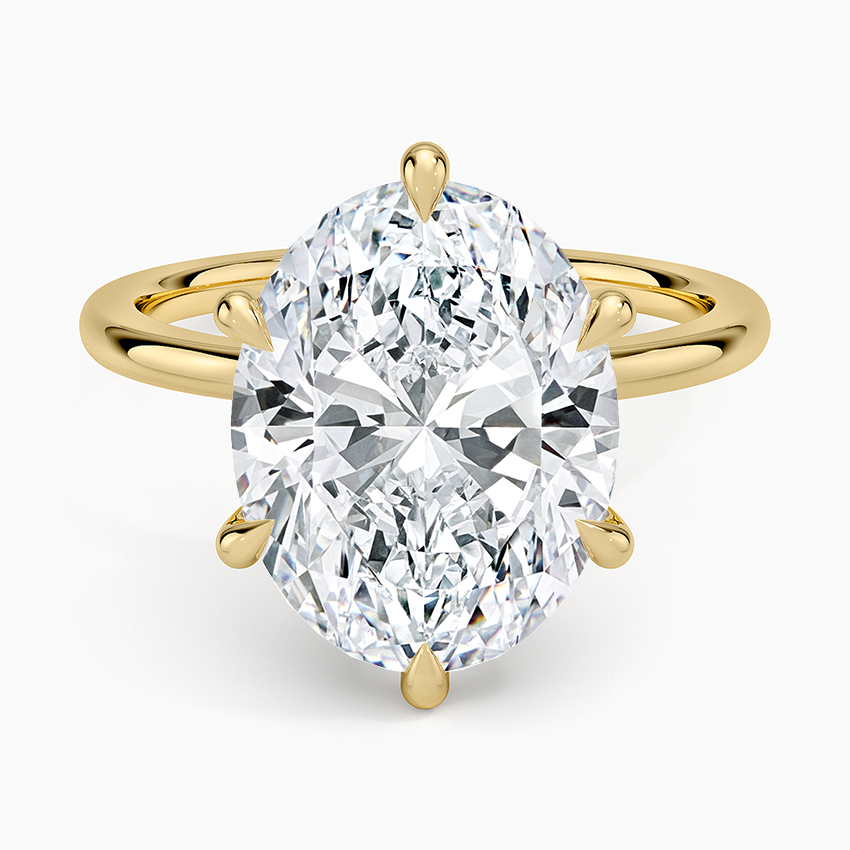 Petal Six Prong Diamond Ring Yellow Gold 18k Oval Engagement Ring