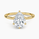 Petal Six Prong Diamond Ring Yellow Gold 18k Pear Engagement Ring