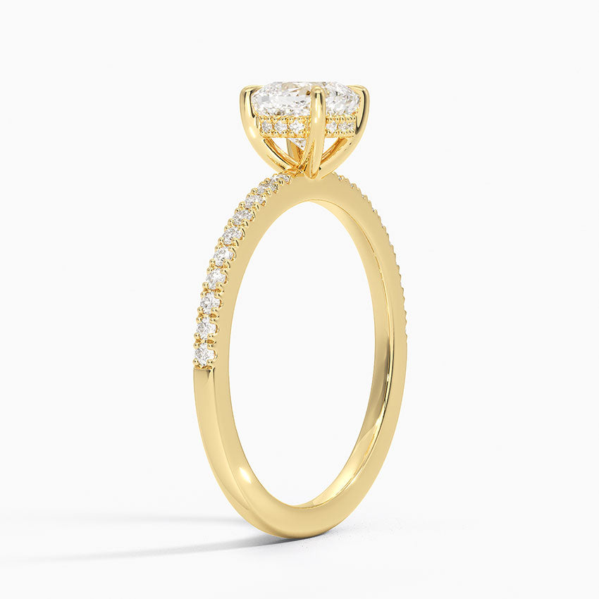 Perfect Fit Half Coverage Hidden Halo Diamond Ring (1/5 ct. tw.) Yellow Gold 18k Cushion Engagement Ring