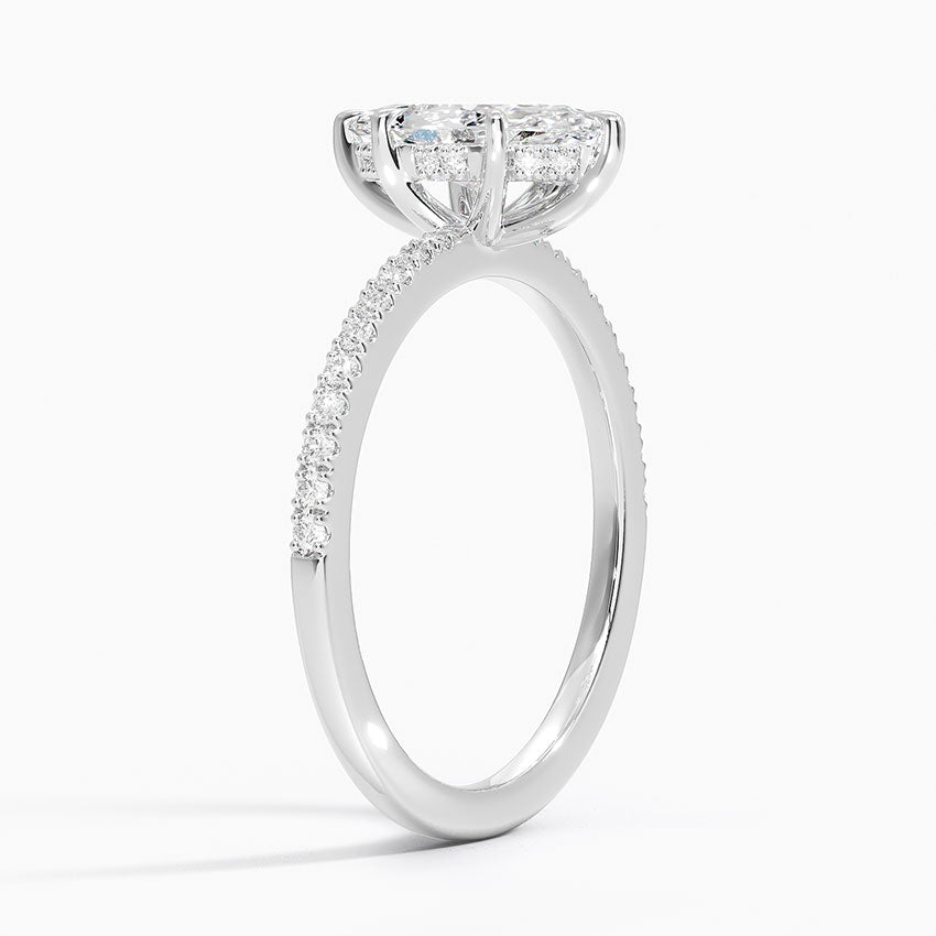 Perfect Fit Half Coverage Hidden Halo Diamond Ring (1/5 ct. tw.) Platinum Marquise Engagement Ring