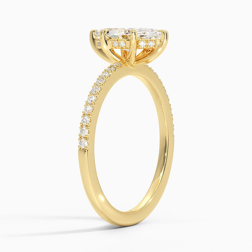 Perfect Fit Half Coverage Hidden Halo Diamond Ring (1/5 ct. tw.) Yellow Gold 18k Marquise Engagement Ring