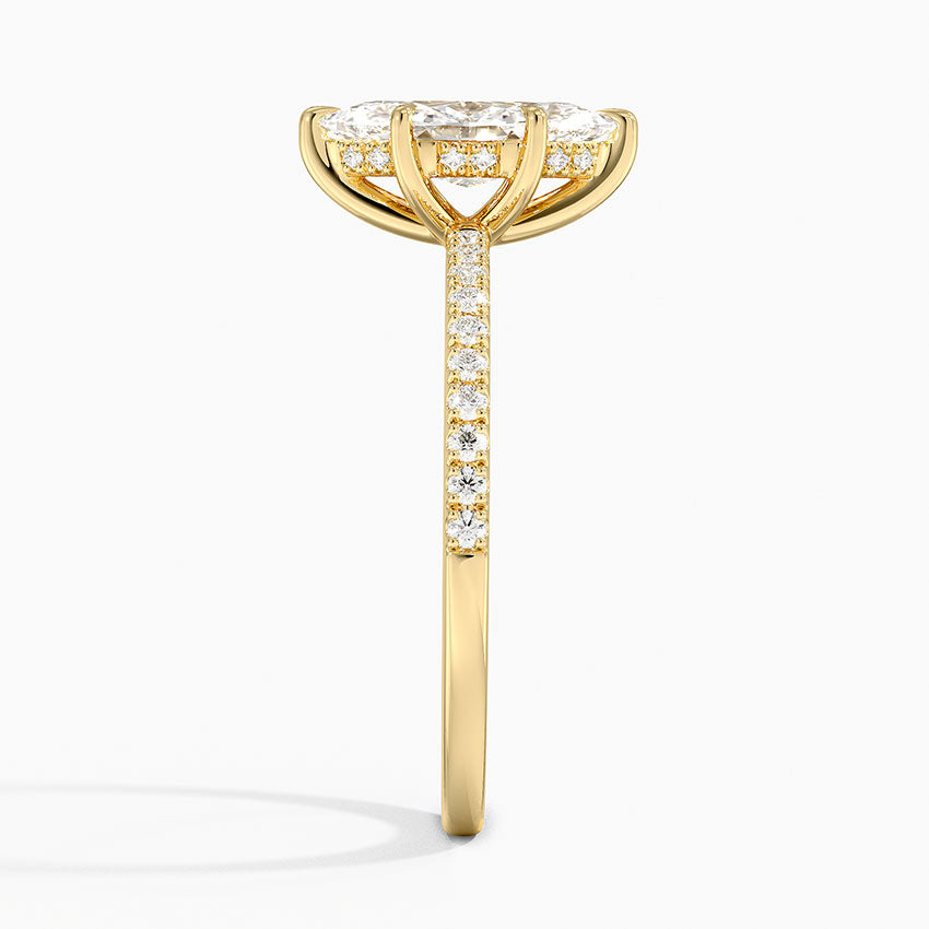 Perfect Fit Half Coverage Hidden Halo Diamond Ring (1/5 ct. tw.) Yellow Gold 18k Marquise Engagement Ring