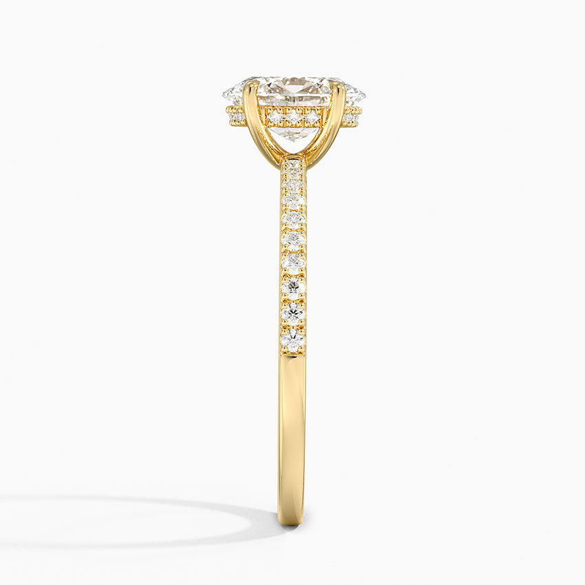 Perfect Fit Half Coverage Hidden Halo Diamond Ring (1/5 ct. tw.) Yellow Gold 18k Oval Engagement Ring