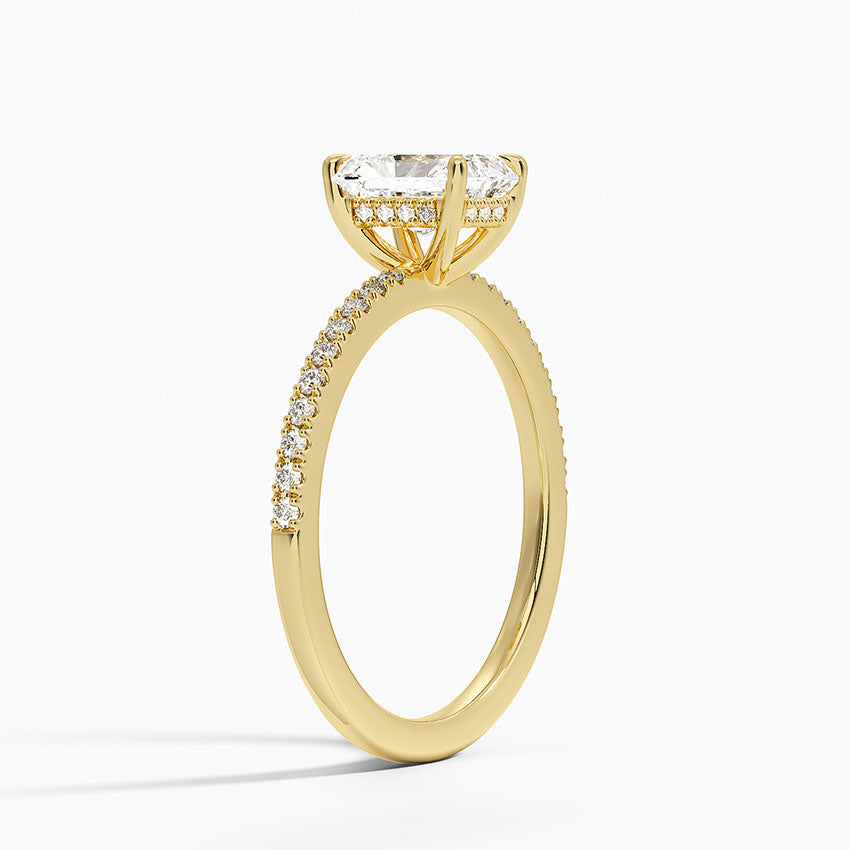Perfect Fit Half Coverage Hidden Halo Diamond Ring (1/5 ct. tw.) Yellow Gold 18k Radiant Engagement Ring