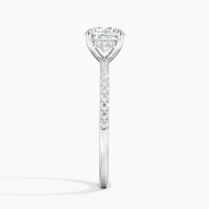 Perfect Fit Half Coverage Hidden Halo Diamond Ring (1/5 ct. tw.) Platinum Round Engagement Ring