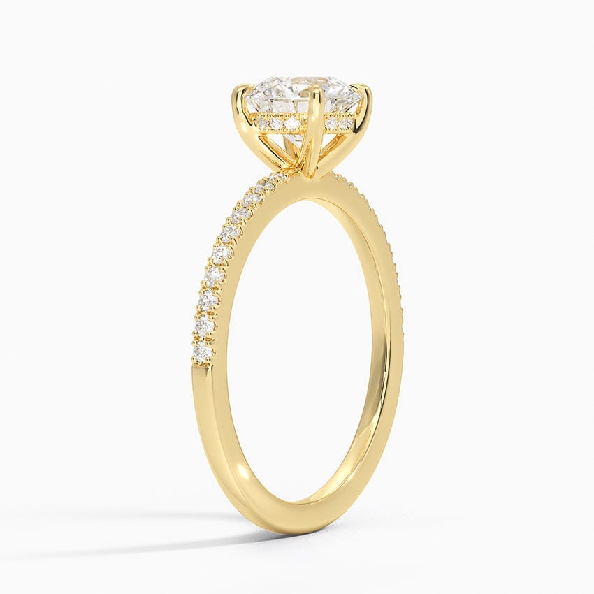 Perfect Fit Half Coverage Hidden Halo Diamond Ring (1/5 ct. tw.) Yellow Gold 18k Round Engagement Ring
