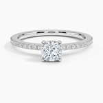 Perfect Fit Half Coverage Hidden Halo Diamond Ring (1/5 ct. tw.) Platinum Cushion Engagement Ring