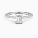 Perfect Fit Half Coverage Hidden Halo Diamond Ring (1/5 ct. tw.) Platinum Emerald Engagement Ring