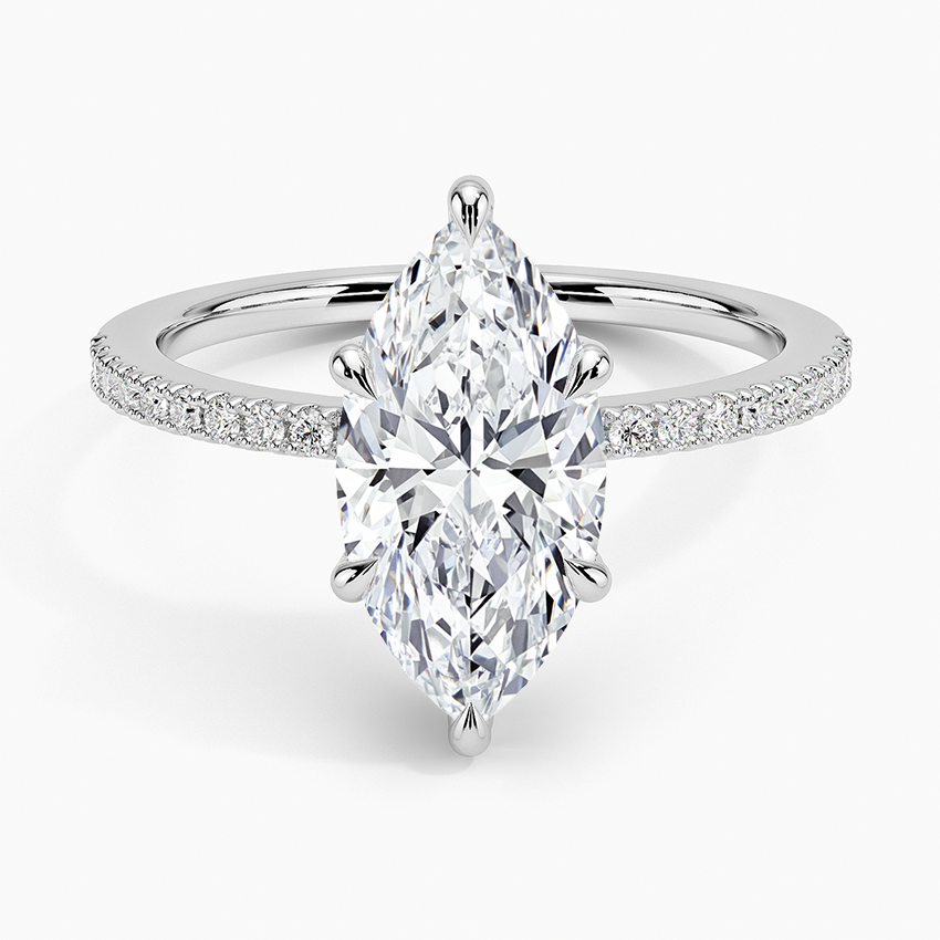 Perfect Fit Half Coverage Hidden Halo Diamond Ring (1/5 ct. tw.) Platinum Marquise Engagement Ring