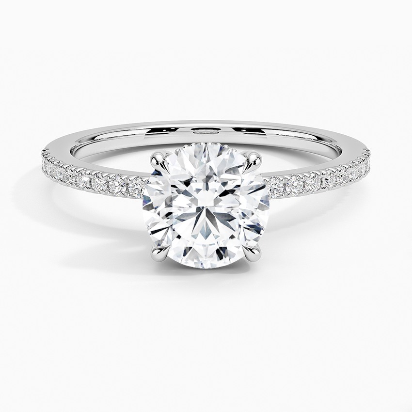 Perfect Fit Half Coverage Hidden Halo Diamond Ring (1/5 ct. tw.) Platinum Round Engagement Ring
