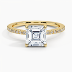 Perfect Fit Half Coverage Hidden Halo Diamond Ring (1/5 ct. tw.) Yellow Gold 18k Asscher Engagement Ring