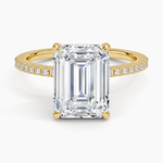 Perfect Fit Half Coverage Hidden Halo Diamond Ring (1/5 ct. tw.) Yellow Gold 18k Emerald Engagement Ring