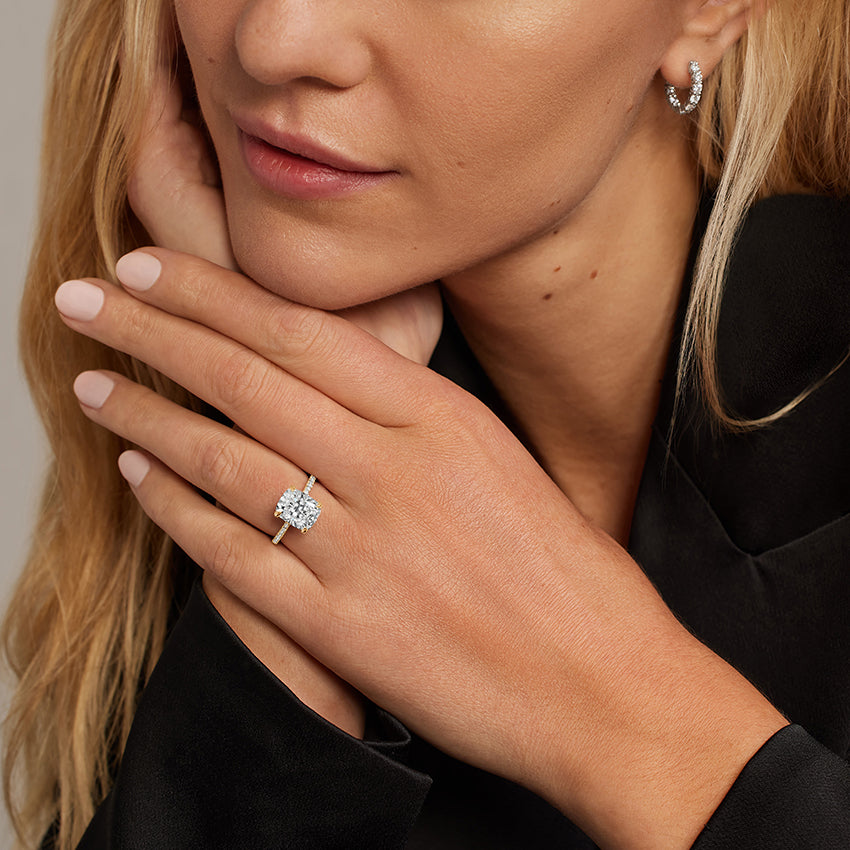 Perfect Fit Half Coverage Hidden Halo Diamond Ring (1/5 ct. tw.) Engagement Ring Setting