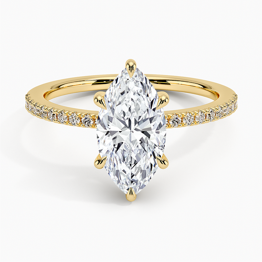 Perfect Fit Half Coverage Hidden Halo Diamond Ring (1/5 ct. tw.) Yellow Gold 18k Marquise Engagement Ring