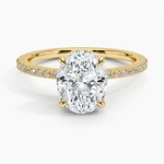 Perfect Fit Half Coverage Hidden Halo Diamond Ring (1/5 ct. tw.) Yellow Gold 18k Oval Engagement Ring