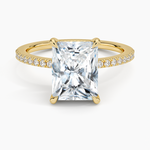 Perfect Fit Half Coverage Hidden Halo Diamond Ring (1/5 ct. tw.) Yellow Gold 18k Radiant Engagement Ring