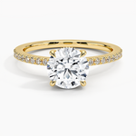 Perfect Fit Half Coverage Hidden Halo Diamond Ring (1/5 ct. tw.) Yellow Gold 18k Round Engagement Ring
