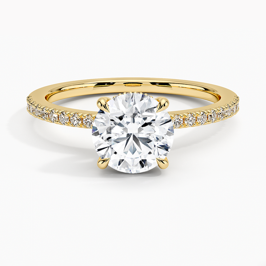 Perfect Fit Half Coverage Hidden Halo Diamond Ring (1/5 ct. tw.) Yellow Gold 18k Round Engagement Ring