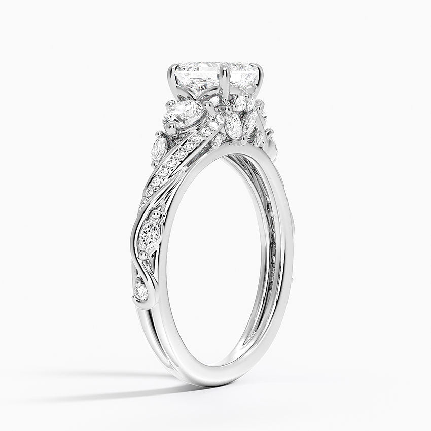 Begonia Vine Three Stone Diamond Ring (2/3 ct. tw.) Platinum Asscher Engagement Ring