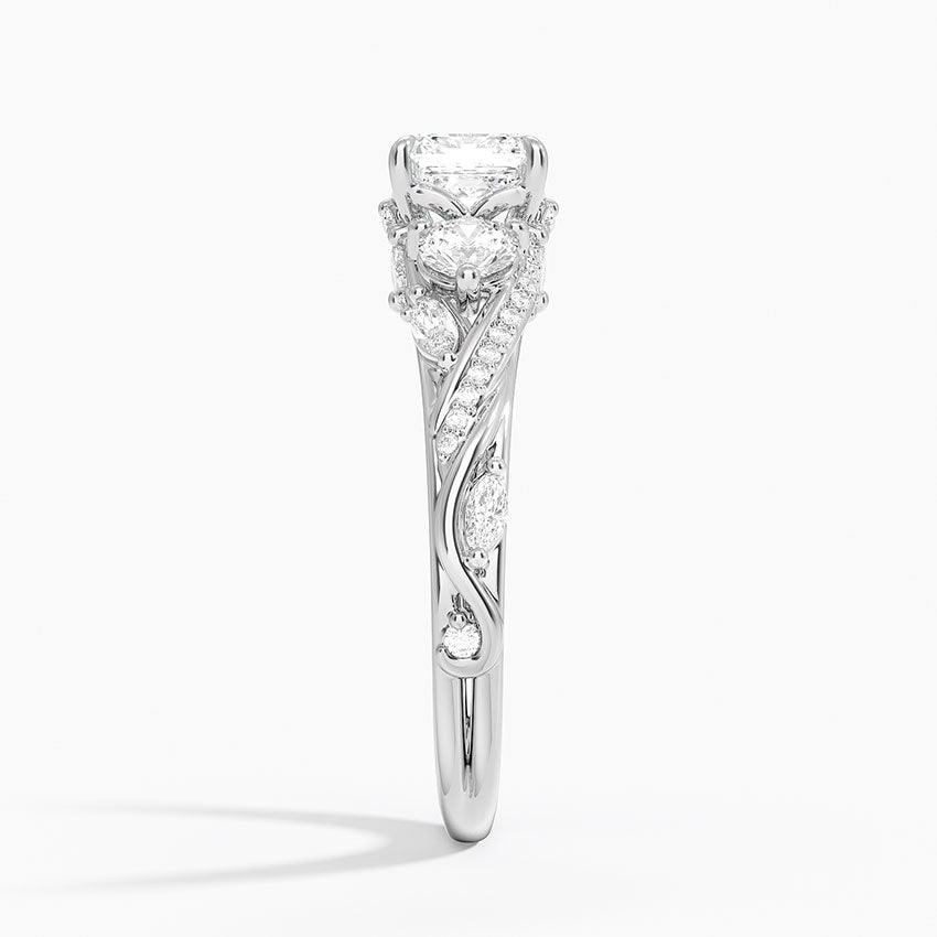 Begonia Vine Three Stone Diamond Ring (2/3 ct. tw.) Platinum Asscher Engagement Ring