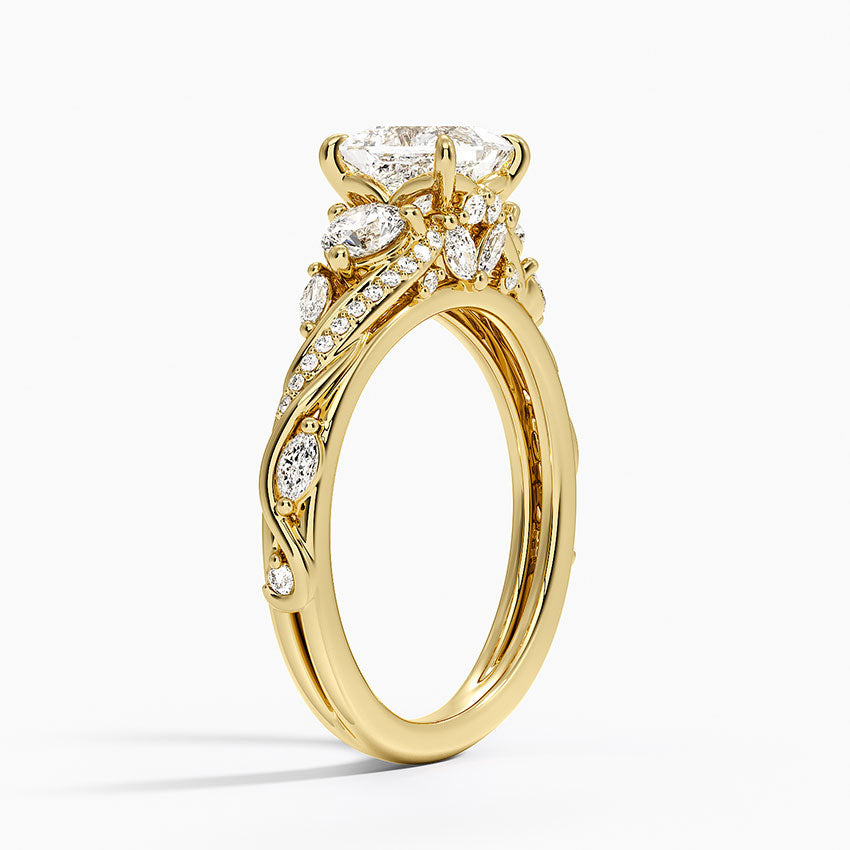 Begonia Vine Three Stone Diamond Ring (2/3 ct. tw.) Yellow Gold 18k Princess Engagement Ring