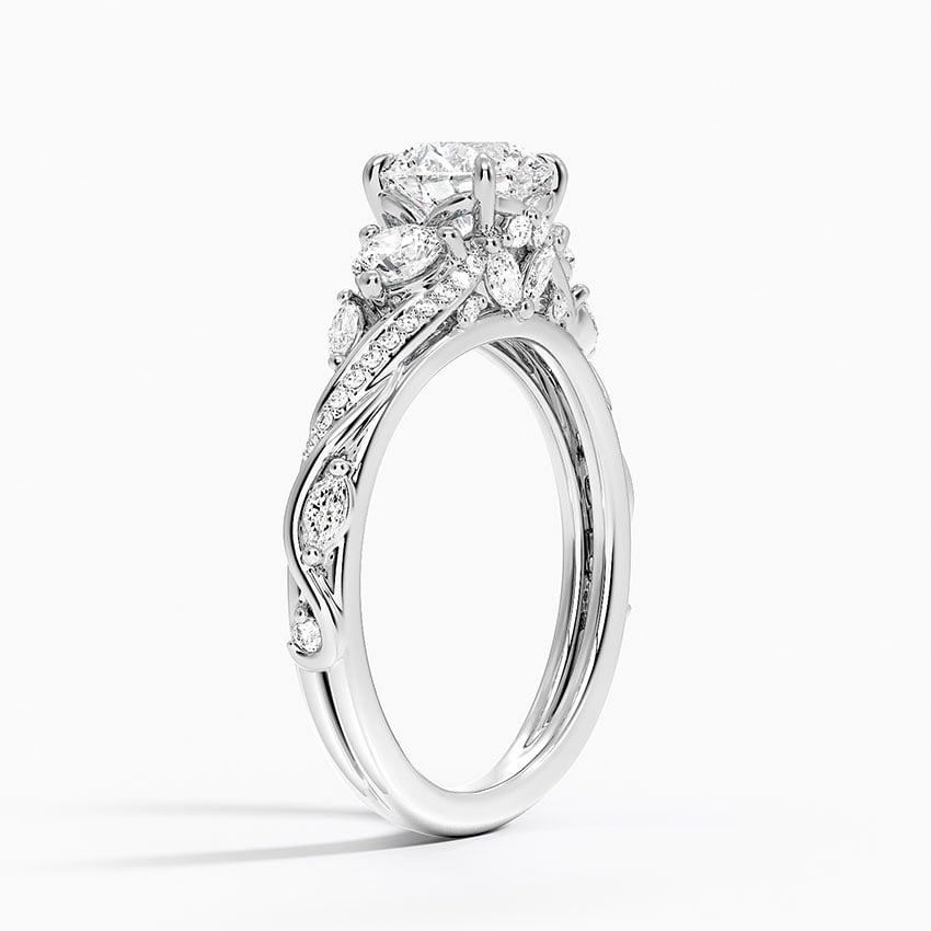 Begonia Vine Three Stone Diamond Ring (2/3 ct. tw.) Platinum Round Engagement Ring