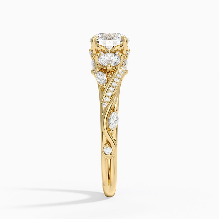 Begonia Vine Three Stone Diamond Ring (2/3 ct. tw.) Yellow Gold 18k Round Engagement Ring