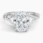 Begonia Vine Three Stone Diamond Ring (2/3 ct. tw.) Platinum Oval Engagement Ring