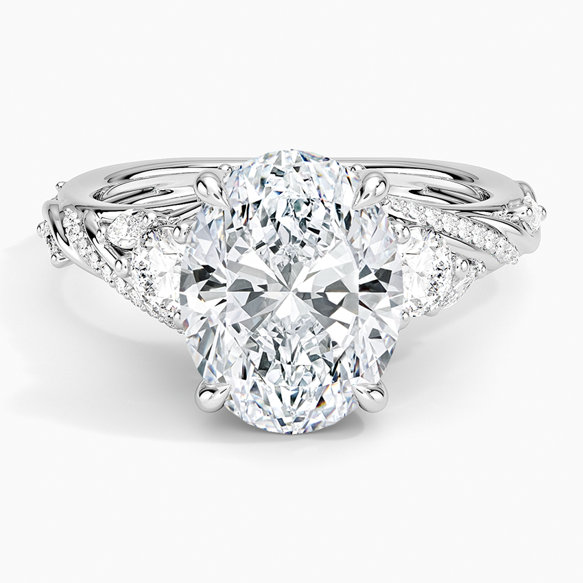 Begonia Vine Three Stone Diamond Ring (2/3 ct. tw.) Platinum Oval Engagement Ring