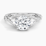Begonia Vine Three Stone Diamond Ring (2/3 ct. tw.) Platinum Round Engagement Ring