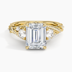 Begonia Vine Three Stone Diamond Ring (2/3 ct. tw.) Yellow Gold 18k Emerald Engagement Ring