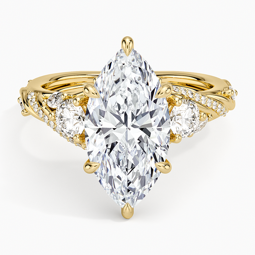 Begonia Vine Three Stone Diamond Ring (2/3 ct. tw.) Yellow Gold 18k Marquise Engagement Ring