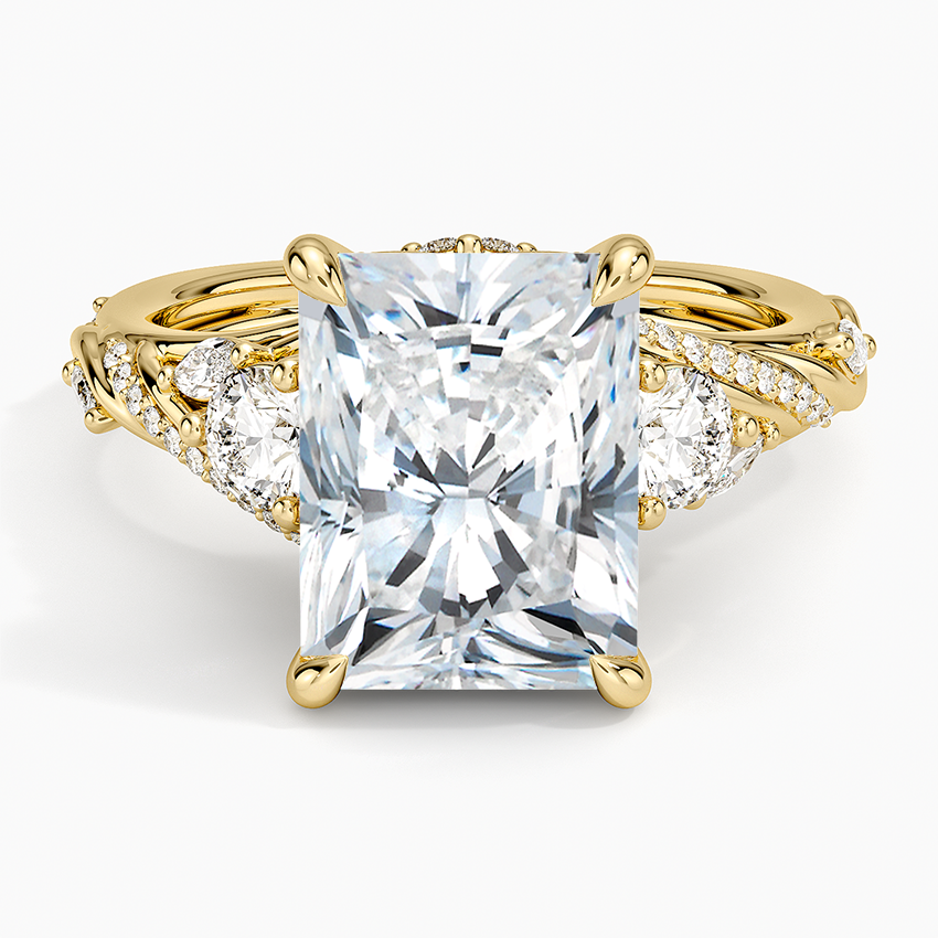 Begonia Vine Three Stone Diamond Ring (2/3 ct. tw.) Yellow Gold 18k Radiant Engagement Ring